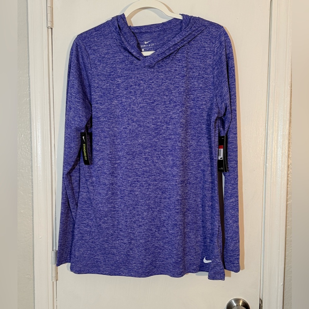 Nike Women's purple heathered Dri-FIT long-sleeve training hoodie Size L
